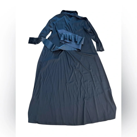 Locker Room ELEGANT MAXI BLACK SHIRT DRESS WITH VEGAN LEATHER BELT Size S/M/L/XL - Picture 9 of 10